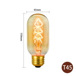 Ampoules Edison vintage filaments spirales dorées transparentes E27 250 lumens 30000h