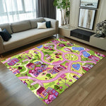 tapis jeu enfants thème urbain personnages animés rues voitures blanc rose