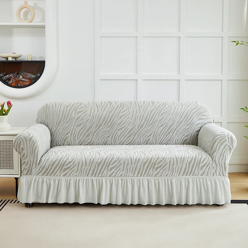 housse canapé universelle jacquard rayures horizontales moderne protection tissu élastique salon intérieur