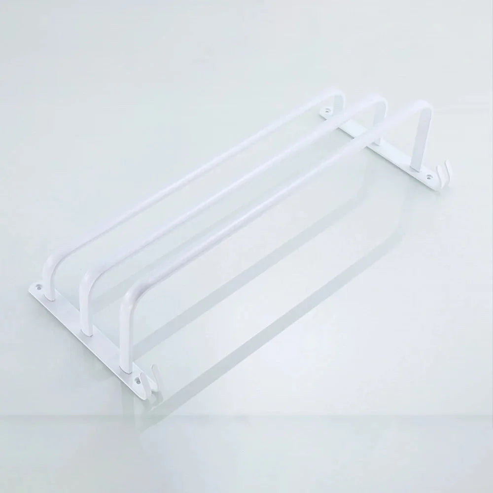 porte serviettes mural blanc moderne aluminium laqué clips trois étages salle bain