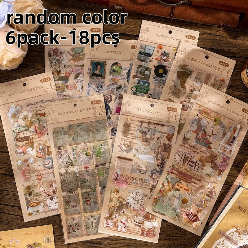 autocollants rétro vintage illustrations fleurs insectes motifs anciens adhésifs marron clair blanc journalisation decoration