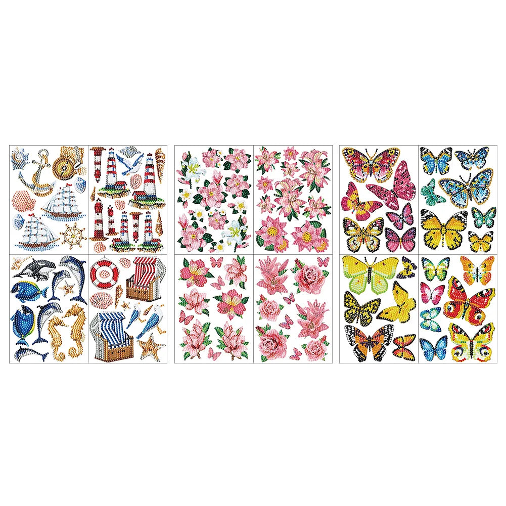 autocollants décoration murale animaux marins papillons fleurs motifs géométriques multicolores européens américains enfants bricolage