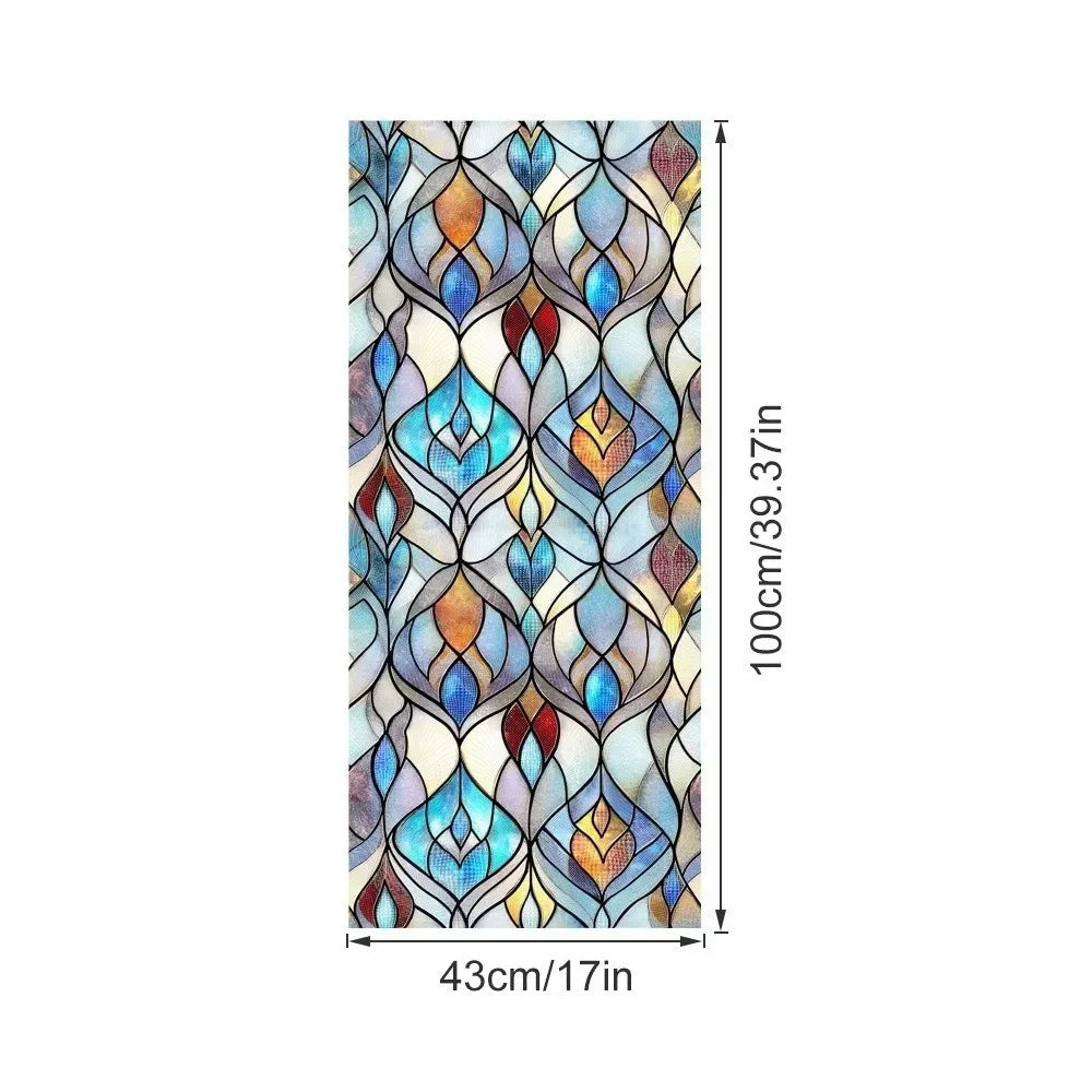 film adhésif vitrail art déco motifs géométriques floraux couleurs vives opaques anti reflets