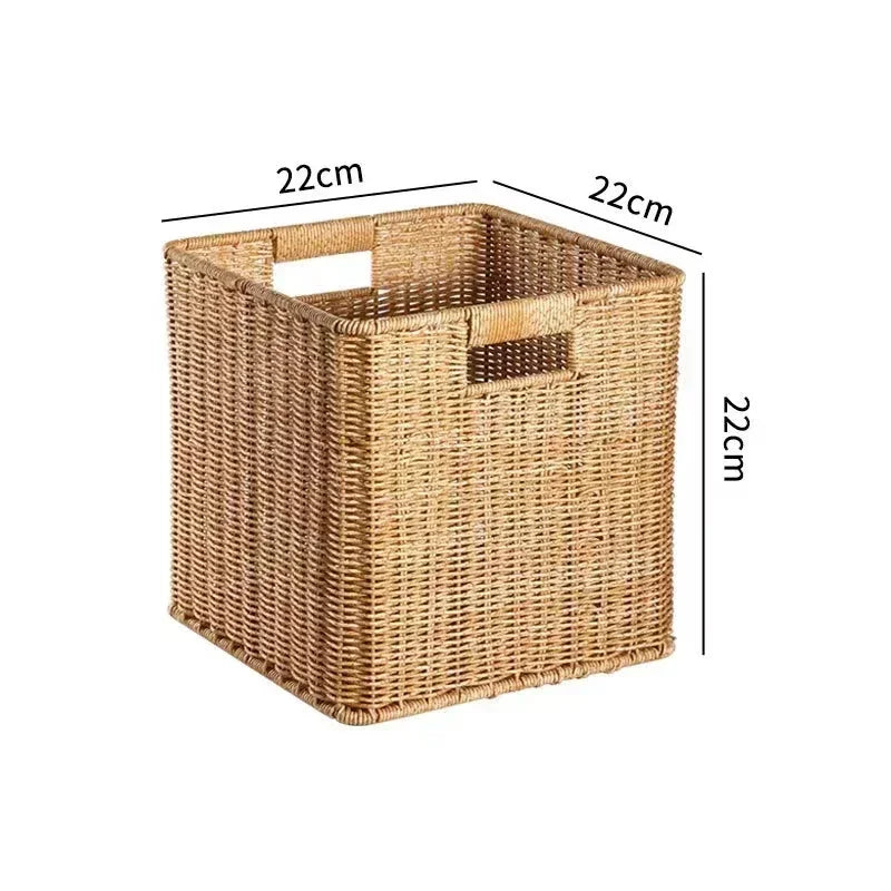 panier tressé marron clair rustique pliable imperméable utilisation multiple respectueux environnement poignées intégrées