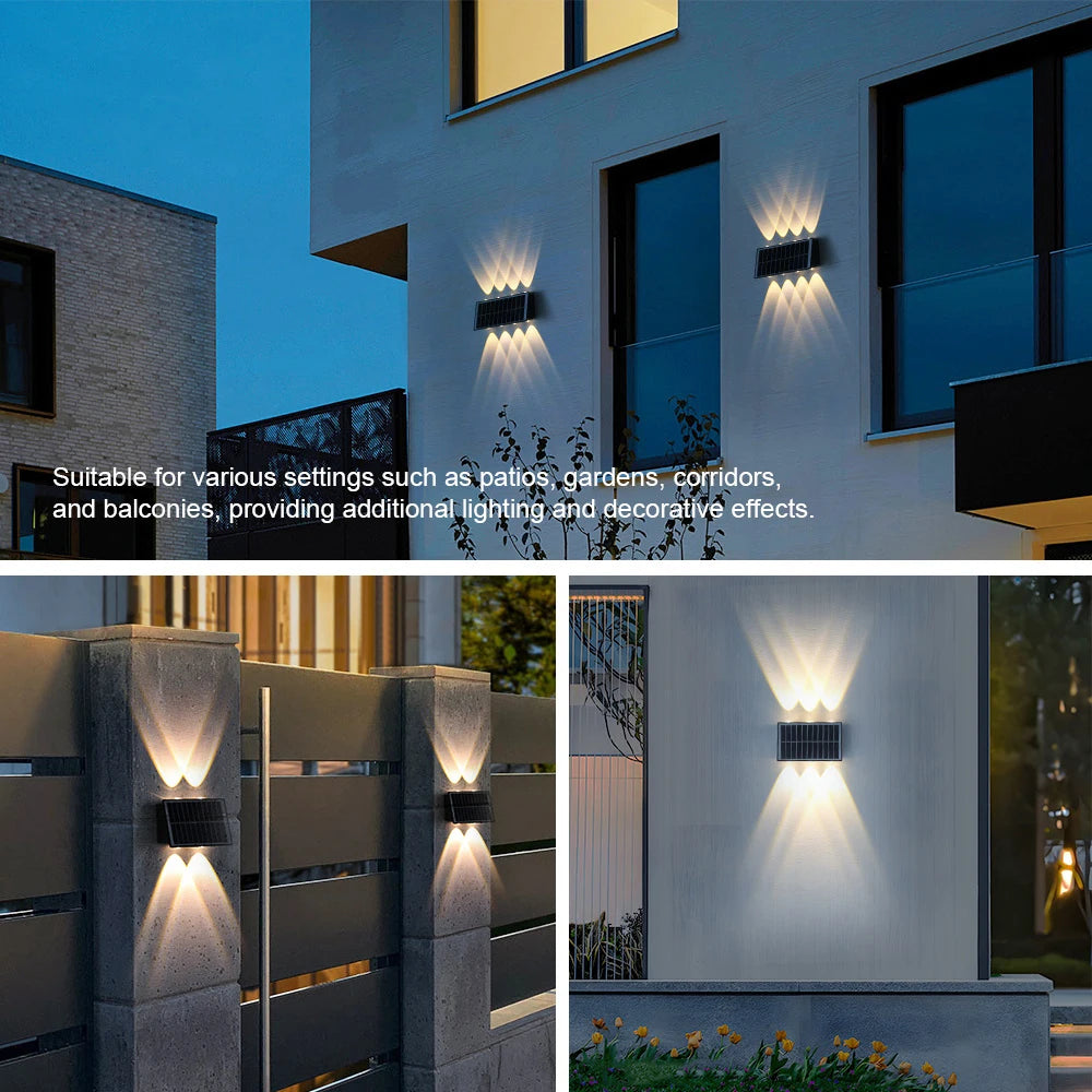 lampe murale solaire led moderne noire blanche bleue ip65 étancheextérieur panneaux solaires
