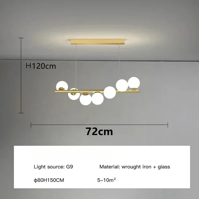 suspension lumineuse moderne boules translucides or blanc cuisine salon chambre
