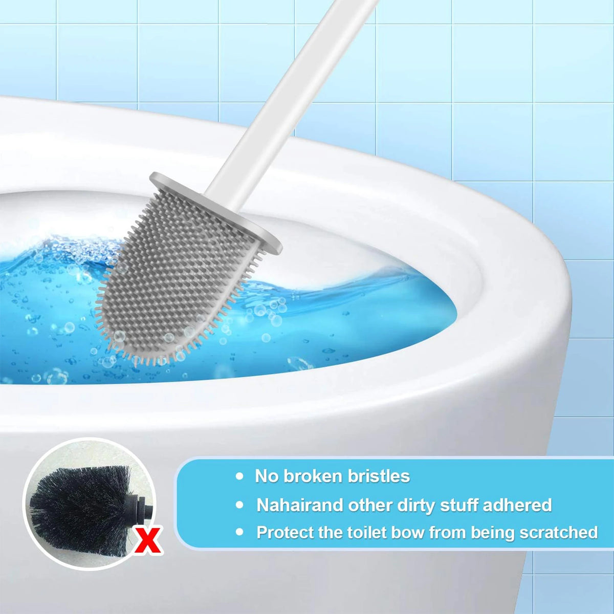 brosse wc moderne adhésif noir blanche poils durables plastique minimaliste