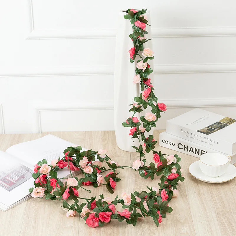 guirlande fleurs artificielles roses couleurs variées décoration extérieure intérieure romantique mariage événements festive