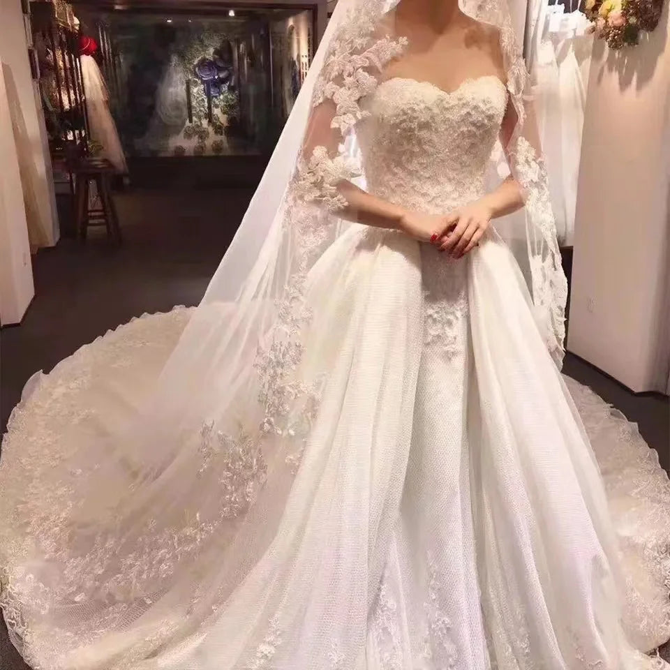 voiles mariée cathédrale monocouche broderie florale élégant bord appliqué fixation invisible polyester