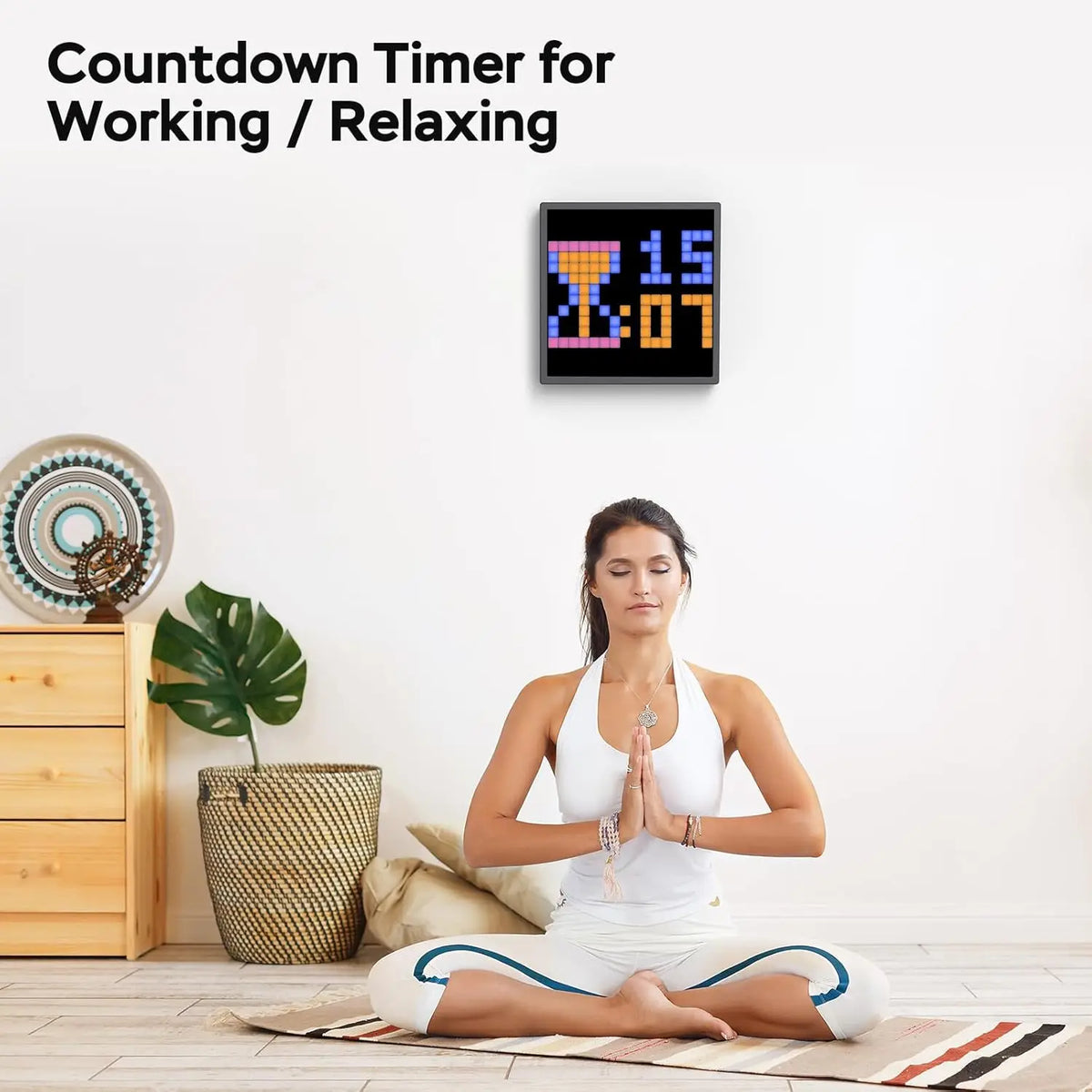affichage led pixel art multifonction bluetooth calendrier couleurs variées moderne technologique ludique