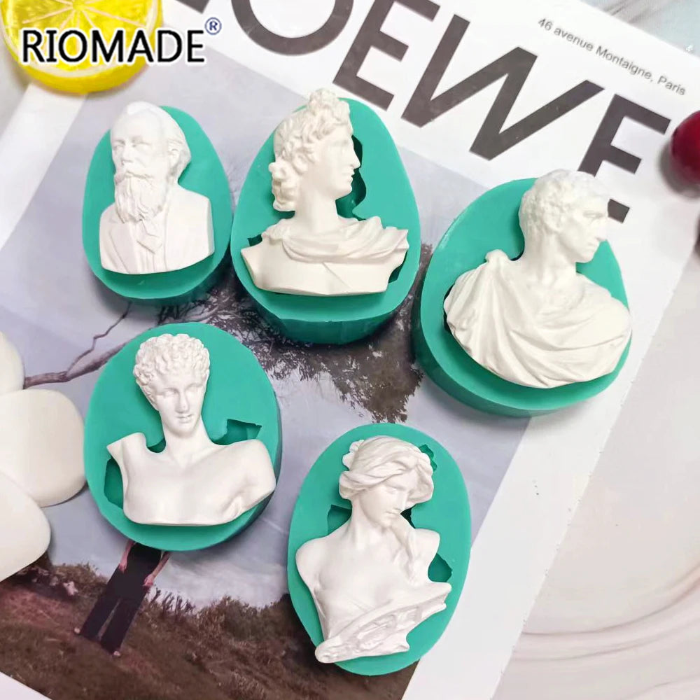 moules silicone bustes sculptés classiques aromathérapie gypse résine époxy decoration gâteau blanc vert