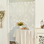 rideau fenêtre blanc motif floral polyester cuisine classique romantique translucent 150x100cm
