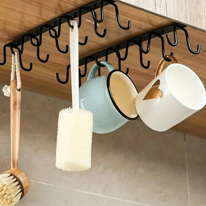 rangements crochet rack noir fixations cuisine vaisselle ustensiles organisation garde robe accessoires mode moderne