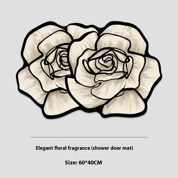 tapis bain noir roses anti dérapant imperméable lavage main usage maison extérieur