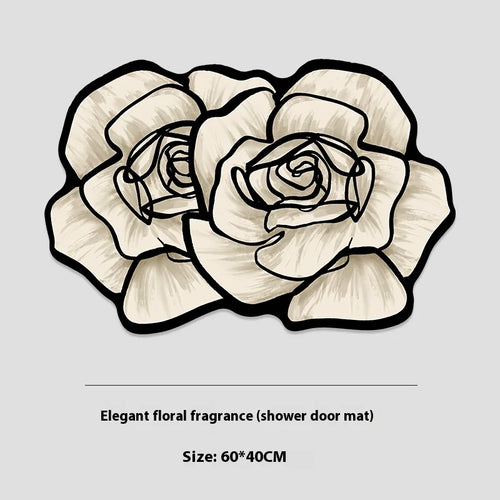 tapis bain noir roses anti dérapant imperméable lavage main usage maison extérieur