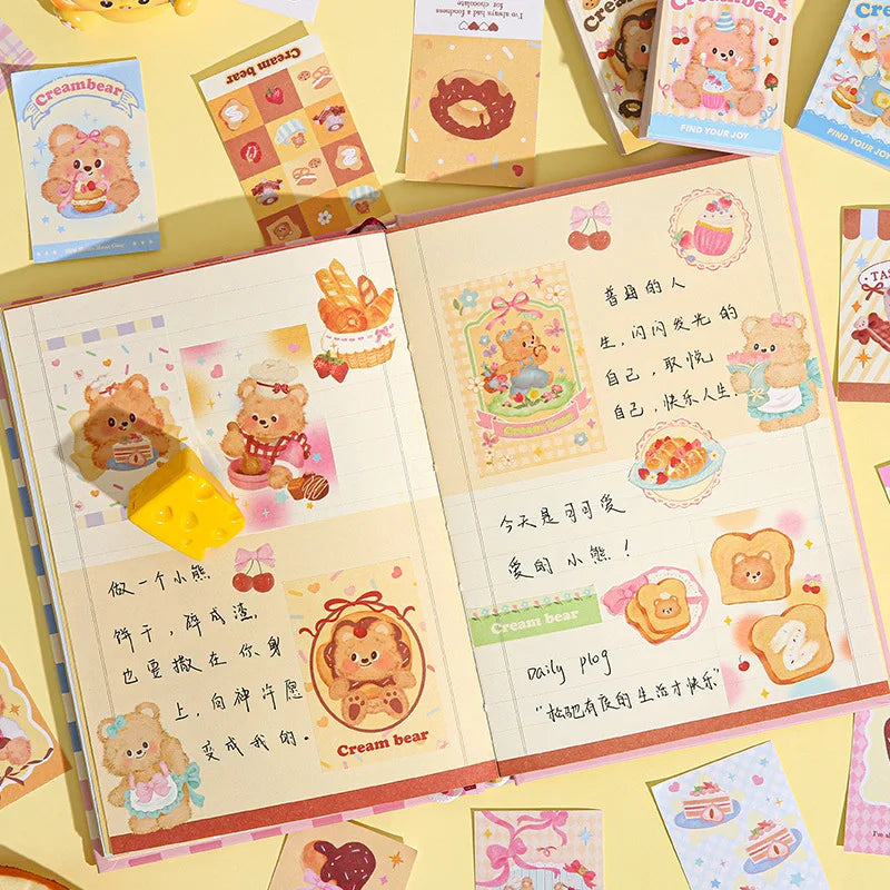 autocollants kawaii ours mignons rose beige blanc diy scrapbooking cartes postales