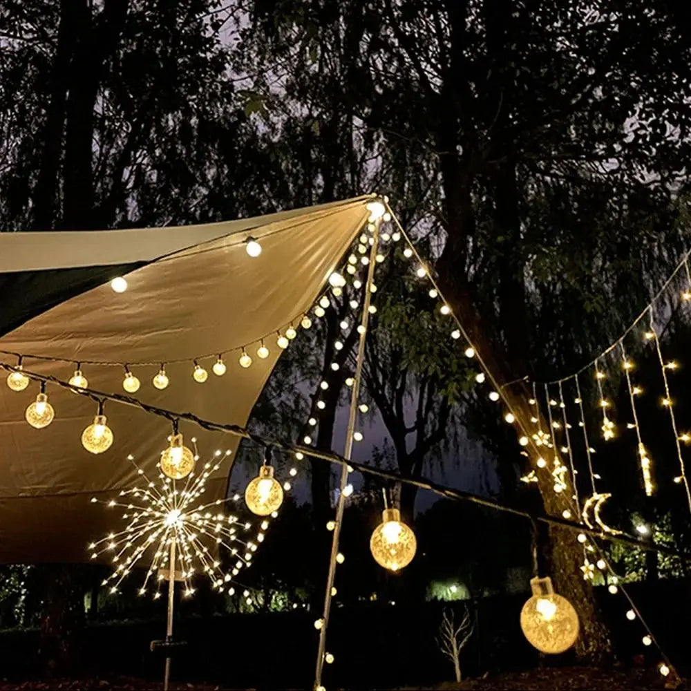 guirlande solaire 200 led effet bulles granuleux rideau lumineux extérieur ip65 modes éclairage