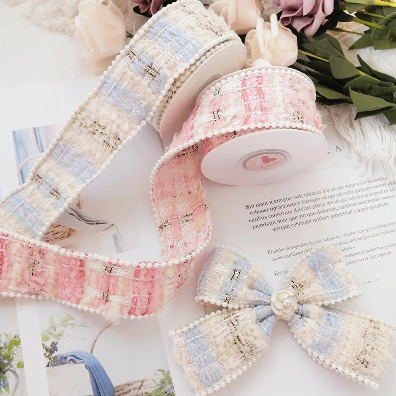 rubans tissés patchwork couleur unie vintage chic cheveux accessoires diy noeuds dorésOpaque
