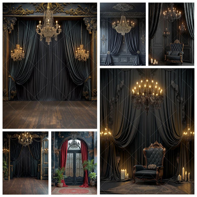 Rideau de fond noir personnalisable pour studio photo