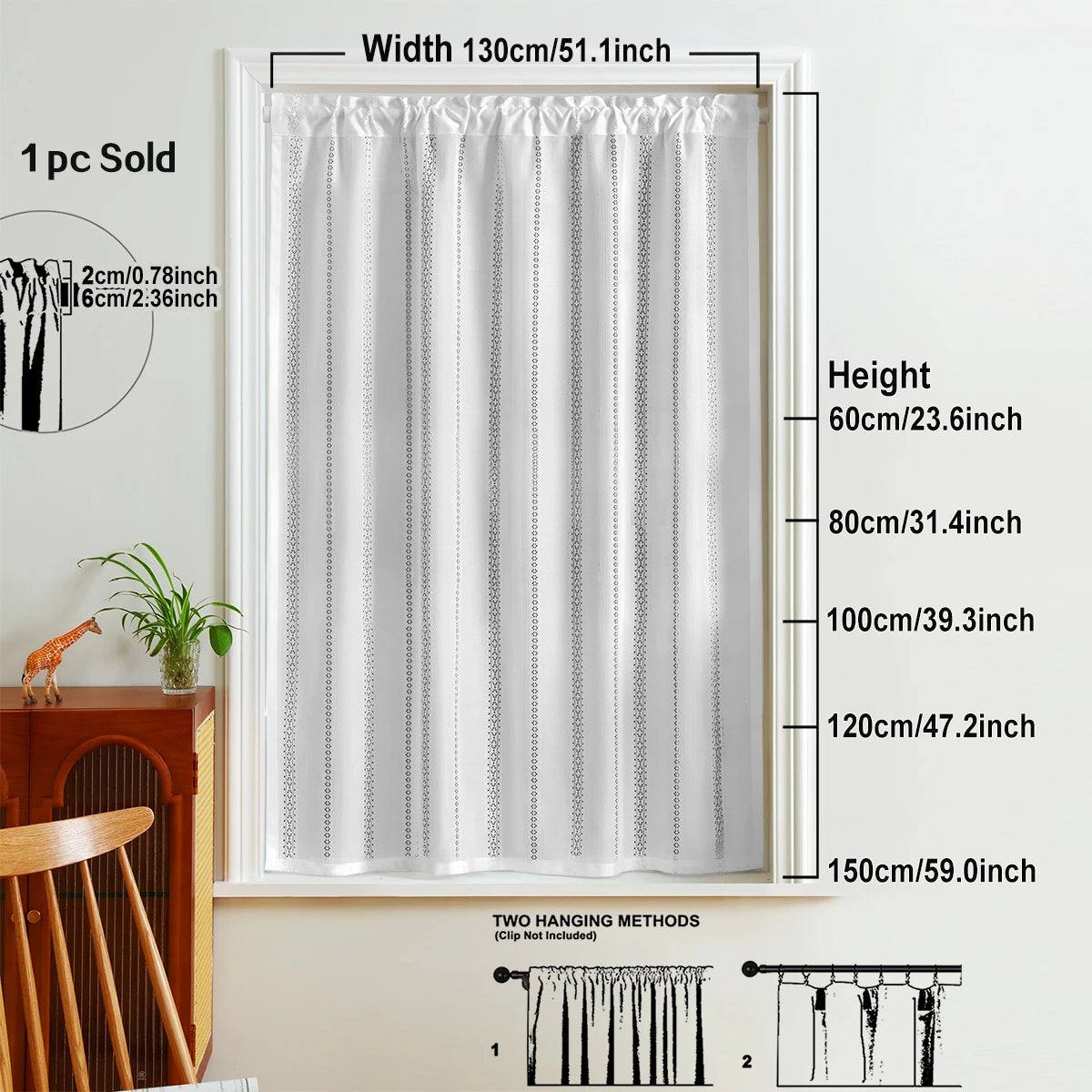rideau moderne transparent blanc points noirs polyester simple fenêtre cuisine 130cm 60cm 100cm 60cm