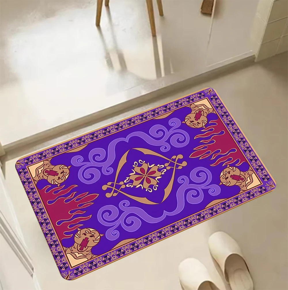 tapis violet floral moderne antidérapant polypropylène intérieur extérieur 40x120cm 40x60cm 50x160cm 50x80cm 60x180cm 60x90cm