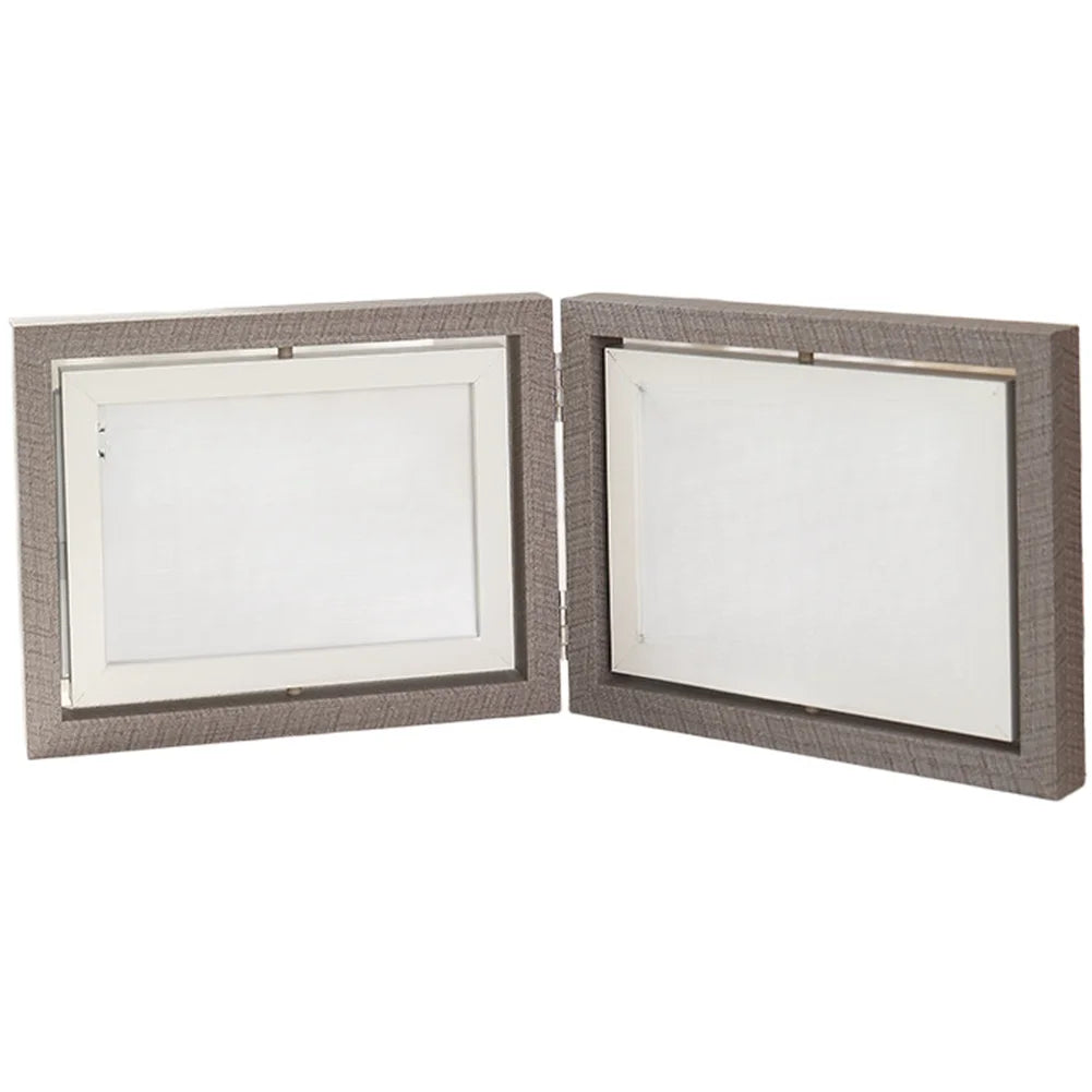 double cadre photo flottant rotation 360 bois texture moderne opaque transparentversible