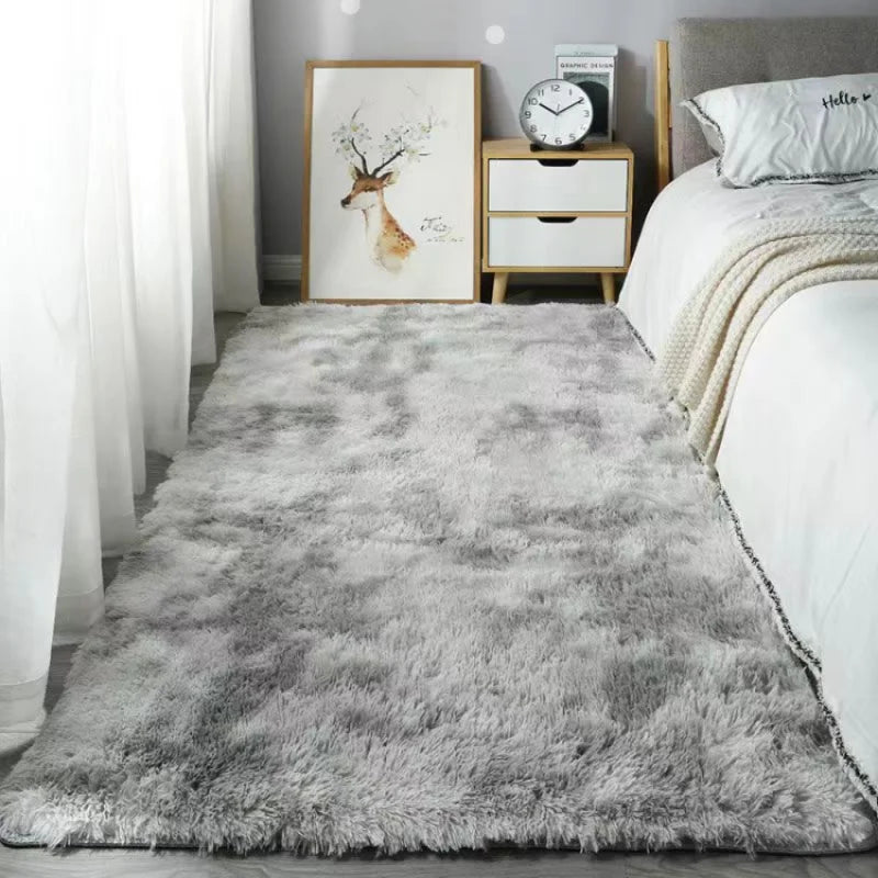 tapis moderne doux uni polyester lavable main machine antidérapant shaggy chambre sofa living room