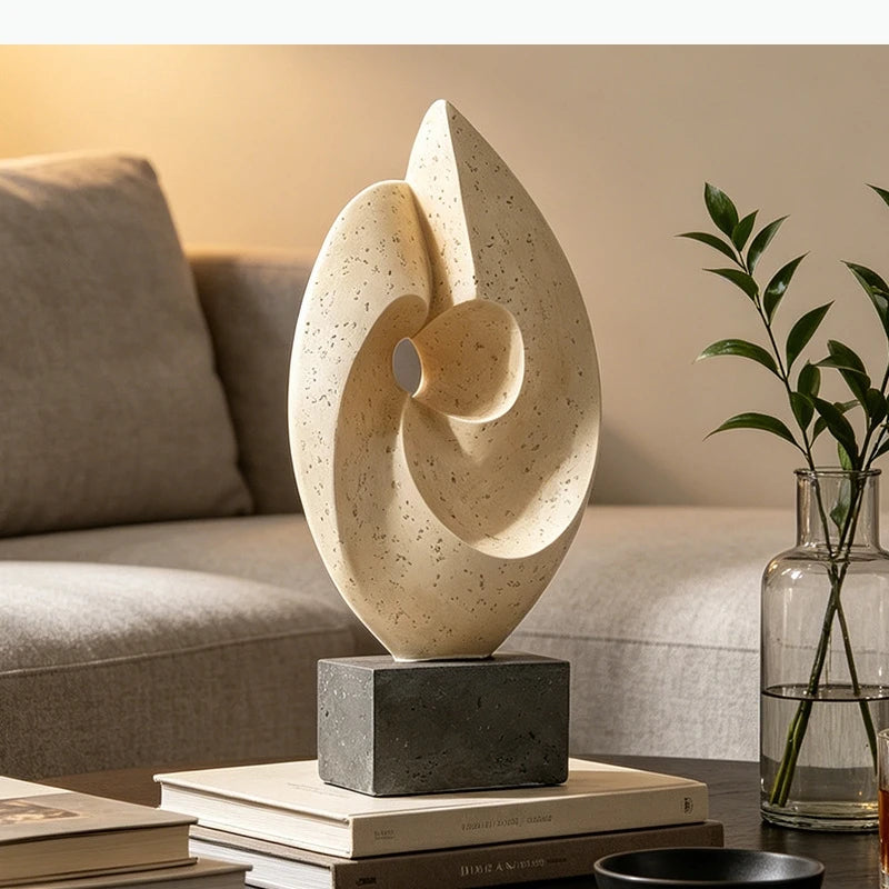 sculpture abstraite organique support carré intérieur deco chambre vase branches verre blanc