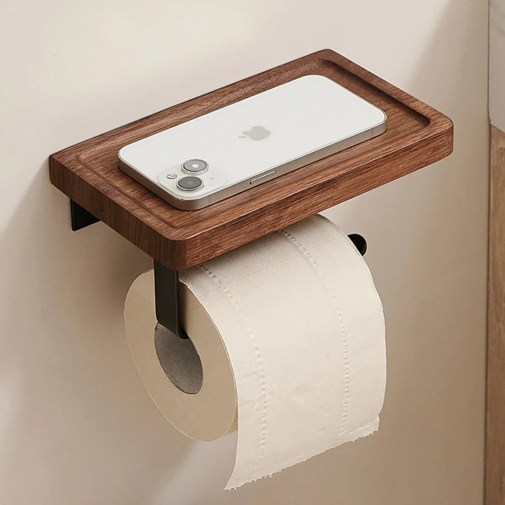 étagères murales bois modernes clips noir téléphone serviettes cosmétiques salle bain góc treo đồ