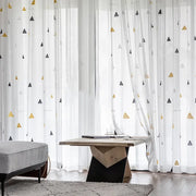 rideaux tulle brodés motifs triangles couleurs douces moderne transparent chambre salon