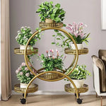 meuble plantes moderne blanc marron doré ajouré barreaux verticaux roulette grille bord relevé