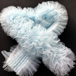 ruban tulle plissé rose clair blanc rouge bleu clair noir décoratif festif résistant clips