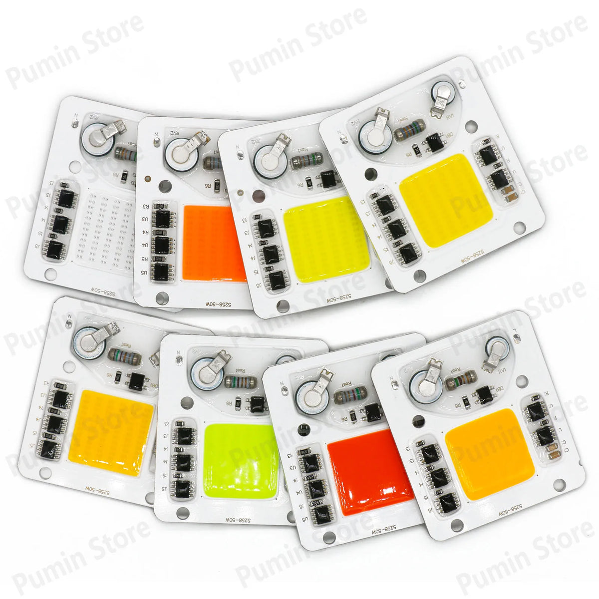 ampoule led cob 50w 3000k 4000k 6500k blanc orange jaune vert bleu rouge circuits
