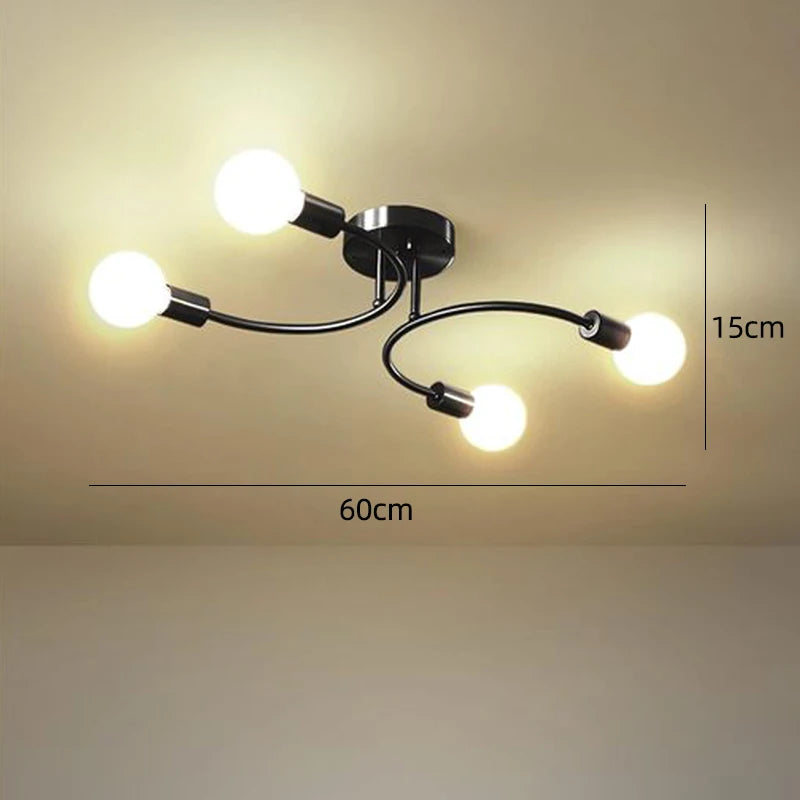 plafonnier moderne noir or élégant ampoules cuisine chambre contemporain