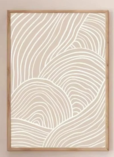 tableau cadre bois motif feuilles beige minimaliste décoration salon chambre moderne bohème