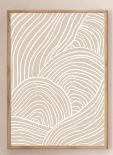 tableau cadre bois motif feuilles beige minimaliste décoration salon chambre moderne bohème