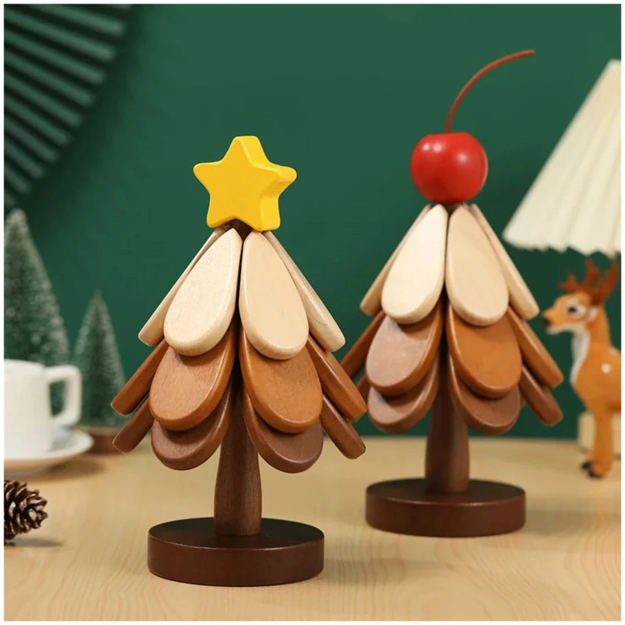 arbre noel bois feuilles marron clair étoile jaune tasse blanche moderne artisanal festiveDecoration
