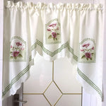 rideau fenêtre floral fruité bordure rayée semi transparent tringle chambre cuisine