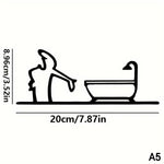 décoration murale minimaliste autocollant silhouette wc douche noir