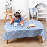 tapis imperméable moderne bleu clair motif lunes blanches 130cm 130cm réutilisable pratique