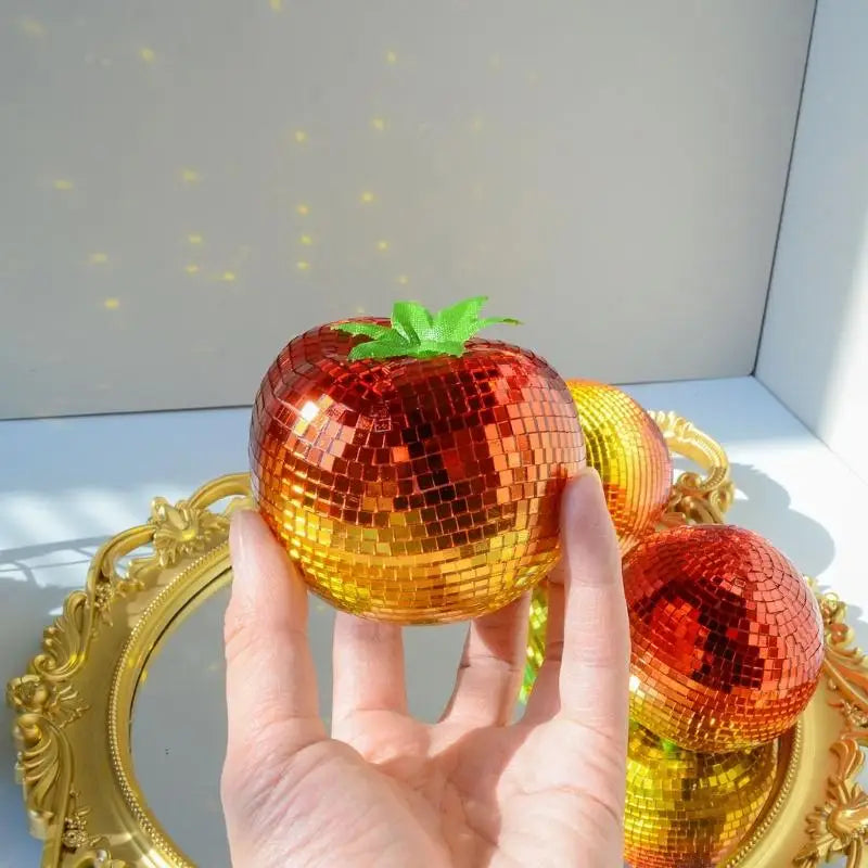 décorations miroirs poire carotte tomate poivron festifs kitsch disco