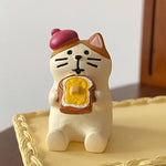 figurine animale kawaii résine blanc marron noir rose gris chapeau ruban bakery open chocolate