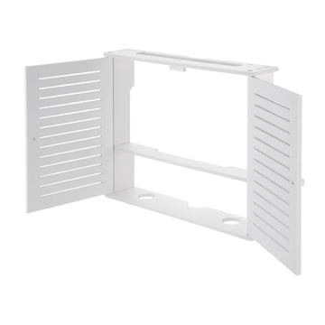 rangement électronique blanc multiusage moderne porte lattée 50cm largeur fixe mur