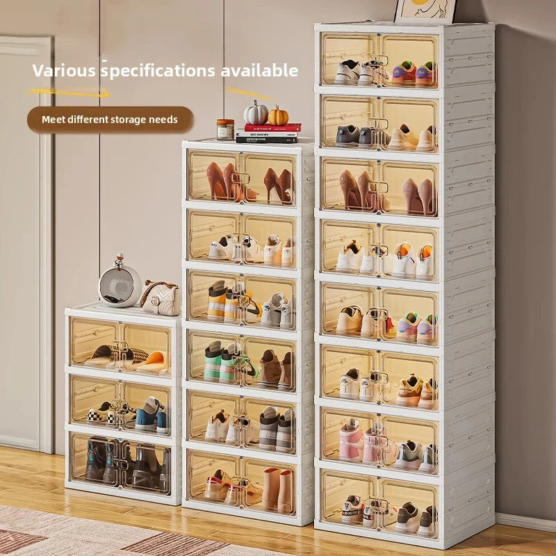 rangement pliable transparent chaussures six tiroirs moderne blanc élégant pratique durable assemble facile