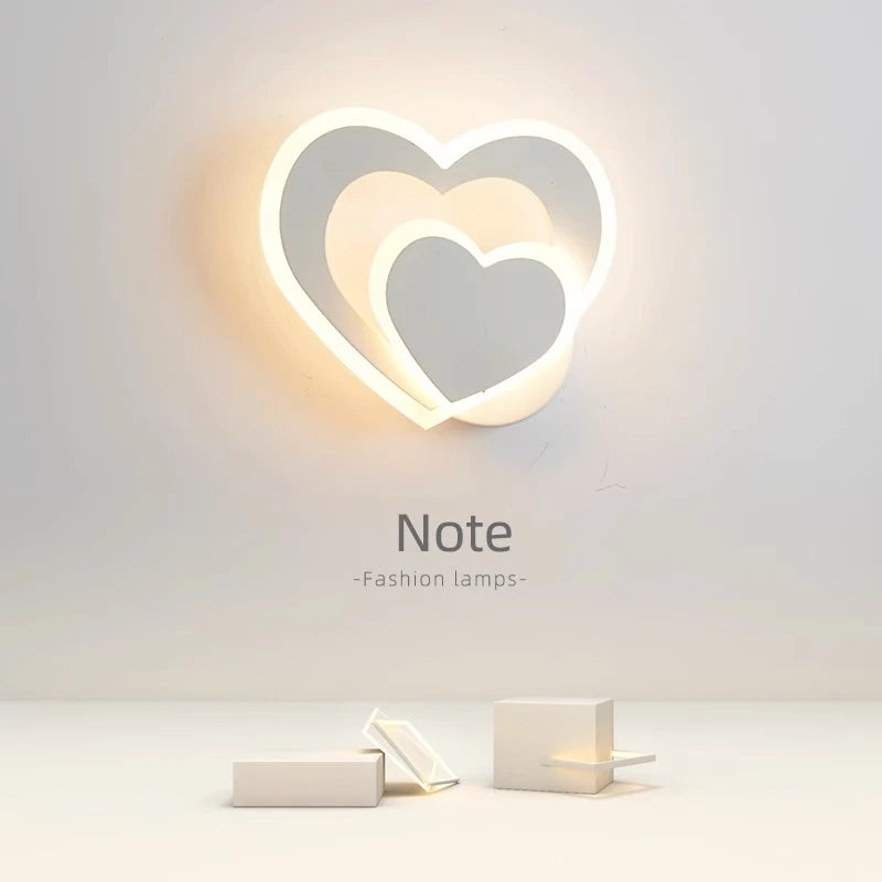 lampe murale led moderne cœur blanc chambre coucher salon romantique fixée mur