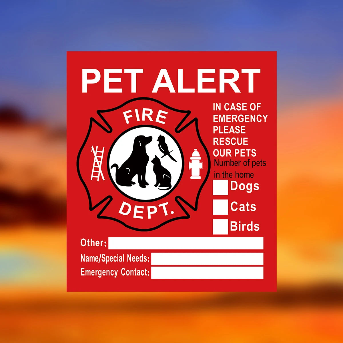 autocollants urgence animaux compagnie chiens chats oiseaux pompe incendie numéro d'urgence graphique informatif stickers
