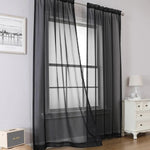 rideaux tulle noir plissé moderne translucides tringle rideaux 52po large