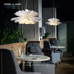 suspension lumineuse moderne fleur stylisée blanc opaque salon chambre étude 220v acrylique