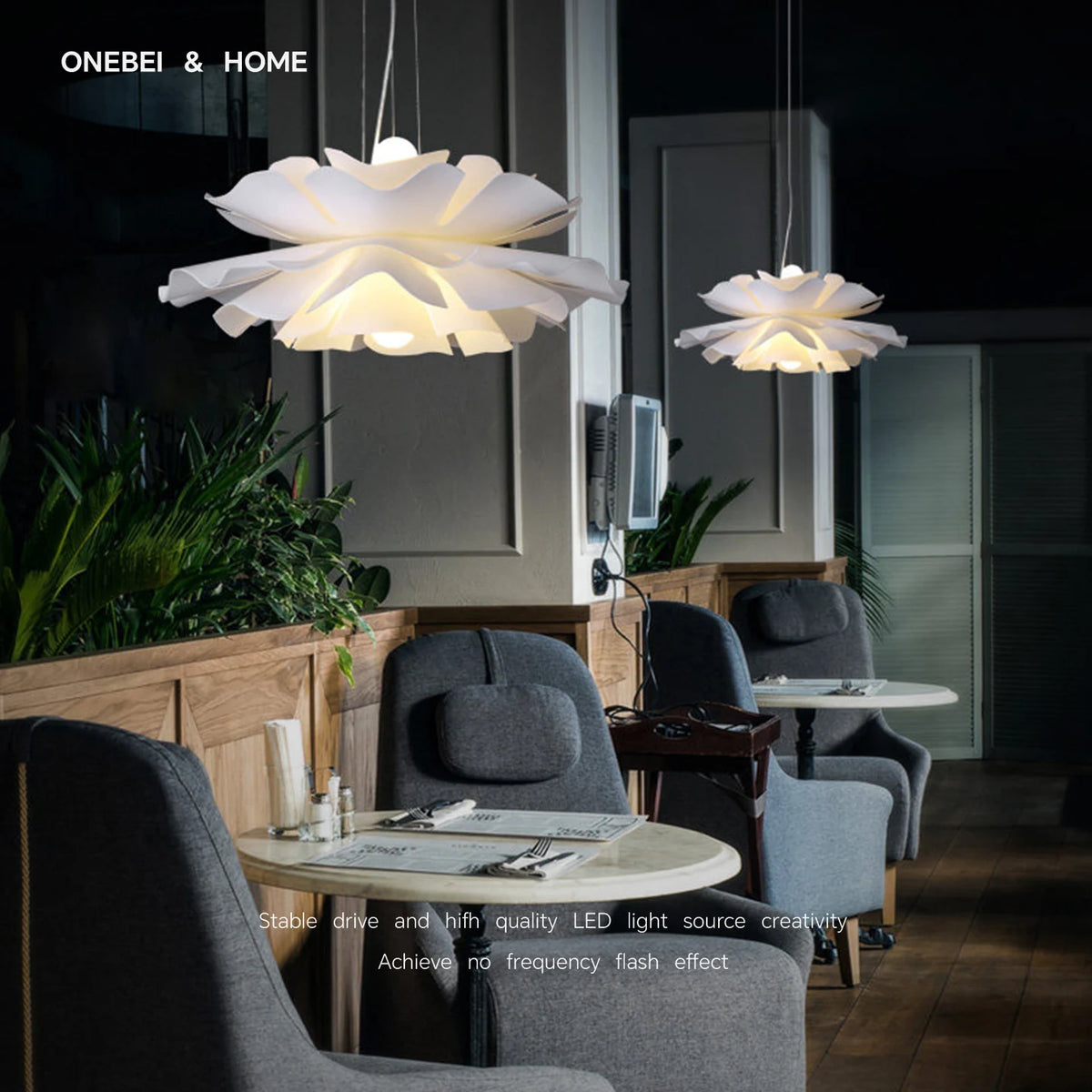 suspension lumineuse moderne fleur stylisée blanc opaque salon chambre étude 220v acrylique