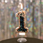 bougies gâteau numérotées paillettes couronne festives anniversaire mariage décoration noire dorée bleue